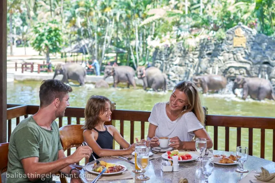 Dining at Mason Elephant Park restaurant Dining at Mason Elephant Park restaurant in Bali